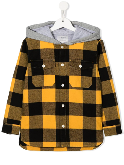 Woolrich Kids' Check Cotton Overshirt In Yellow