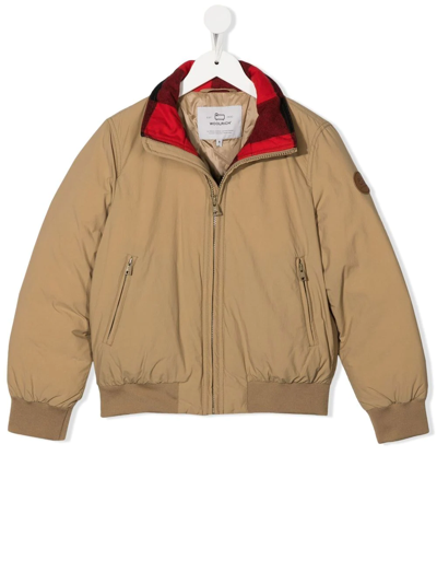 Woolrich Kids' Bayman Contrast-collar Jacket In Neutrals