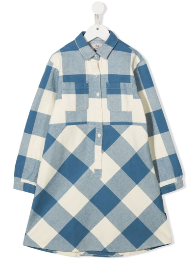Woolrich Kids' Checked Cotton Dress In White