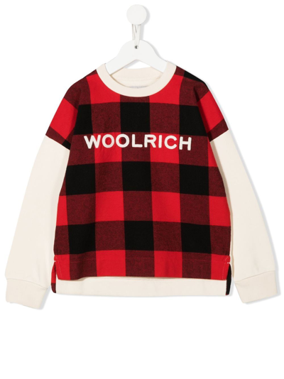 Woolrich Kids' Organic Check-print Sweatshirt In Red