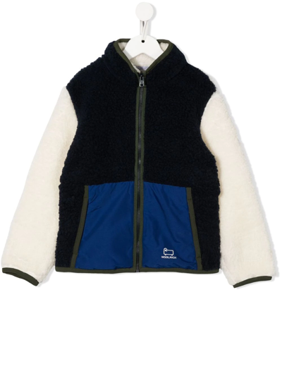 Woolrich Kids' Fleece Track Jacket In Blue