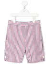 Thom Browne Striped Seersucker Bermuda Shorts In Multicolour