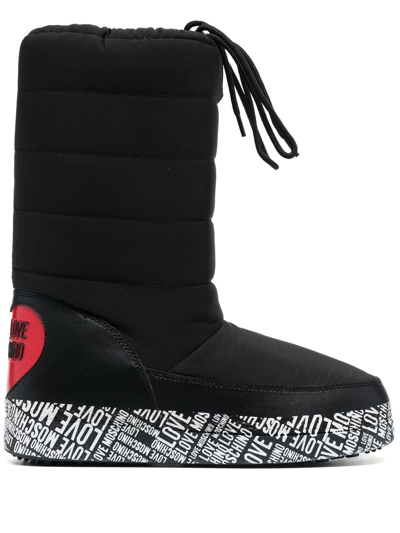 Love Moschino Logo-print Quilt-detail Boots In Black