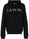 Lanvin Curb Brand-embroidered Cotton-jersey Hoody In Black