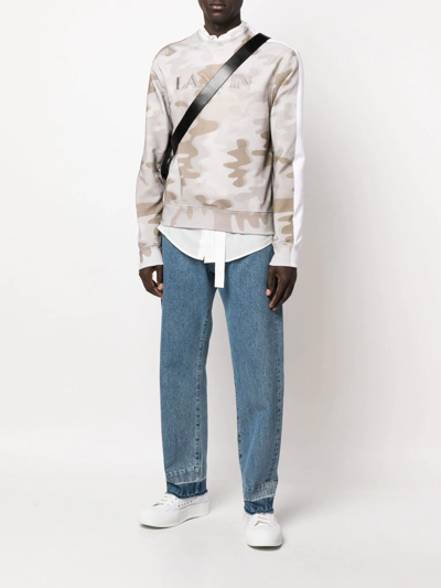 Lanvin Logo-embroidered Camouflage-print Sweatshirt In Neutrals