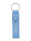 Smythson Leather Keyring In Blue