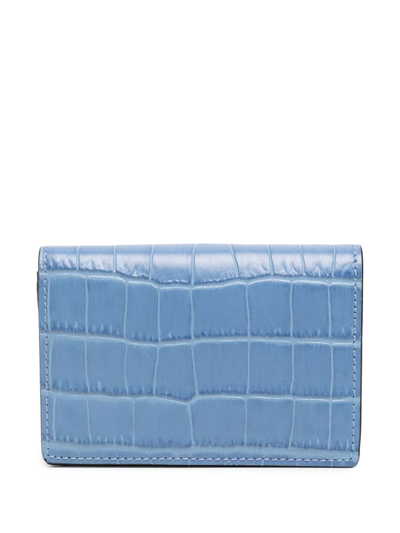 Smythson Flat Card Holder In Mara In Nile Blue