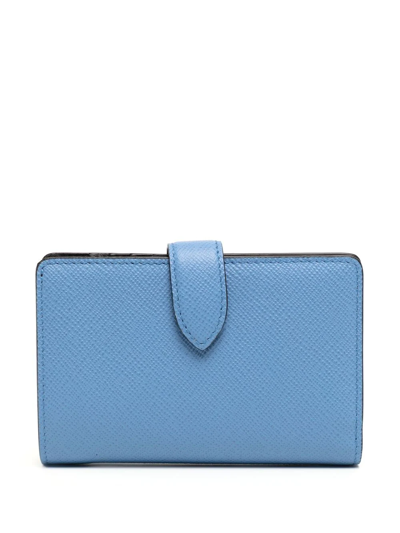 Smythson Leather Cardholder Wallet In Blue