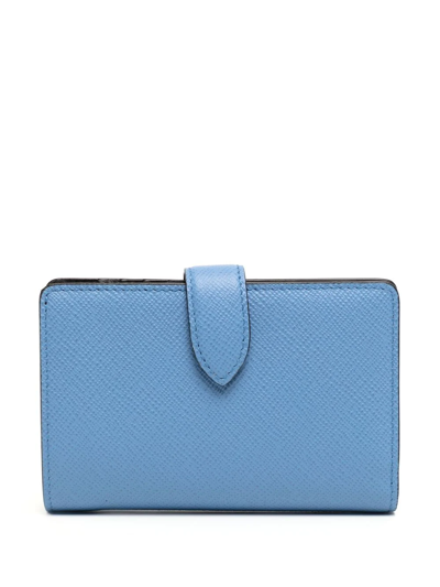 Smythson 皮质卡夹式钱包 In Blue