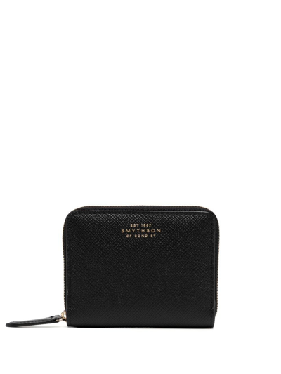 Smythson Zipped Leather Purse In Black
