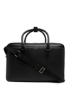 Smythson Leather Logo-stamp Holdall In Black