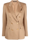 Tagliatore Double-breasted Cashmere Blazer In Neutrals