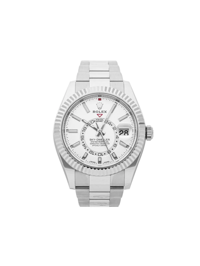 Pre-owned Rolex  Sky-dweller 42mm In White