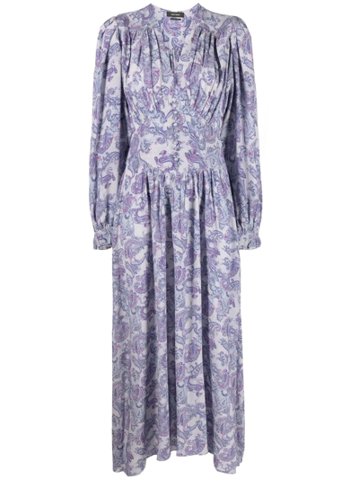 Isabel Marant Myrala Paisley-print Midi-length Dress In Blue