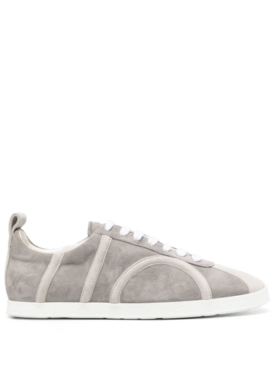 Totême Raised-monogram Leather Sneakers In Grey