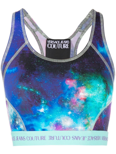 Versace Jeans Couture Abstract-print Sports Bra In Multi