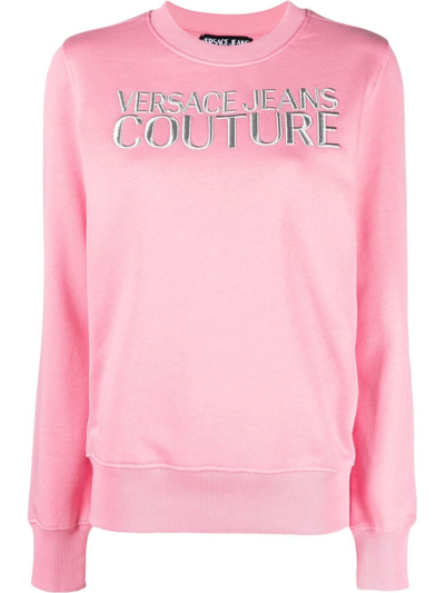 Versace Jeans Couture Logo-print Sweatshirt In Pink