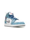 Jordan Kids' Air  1 Mid Se Sneakers In French Blue/ Red