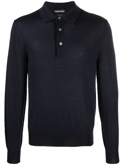 Tom Ford Long-sleeve Polo Shirt In Blue