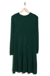 Vince Camuto Long Sleeve Fit & Flare Sweater Dress In Hunter