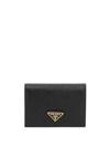 Prada Textured Wallet Cardholder Fold Over Design In Nero