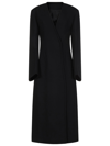 Attico Dallas Double Wool Blend Long Coat In Black
