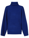 Attico Grace Ribbed-knit Turtleneck Sweater In Blue