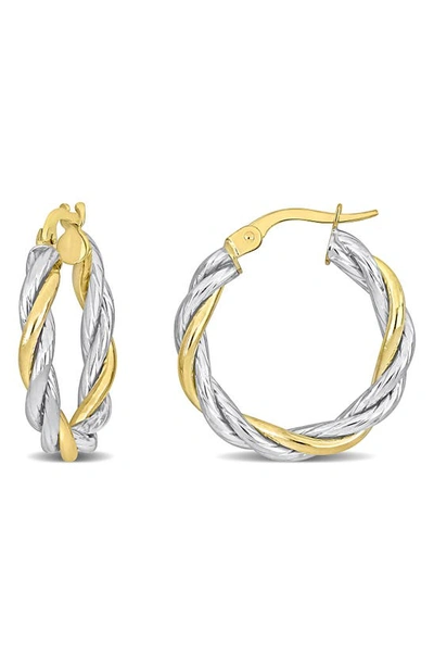 Delmar 10k Yellow & White Gold 25mm Twisted Hoop Earrings