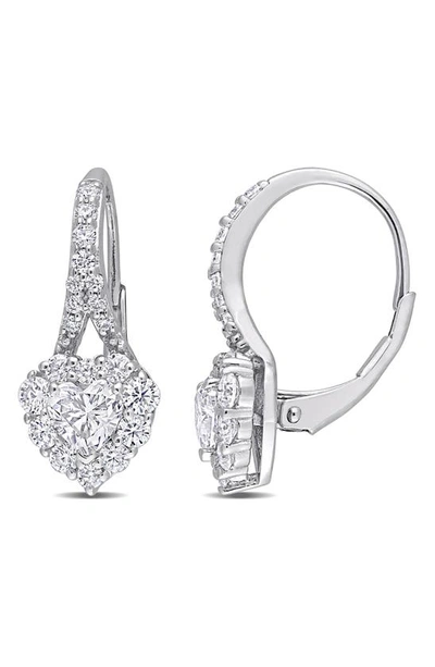 Delmar Sterling Silver & Created Moissanite Heart Drop Earrings