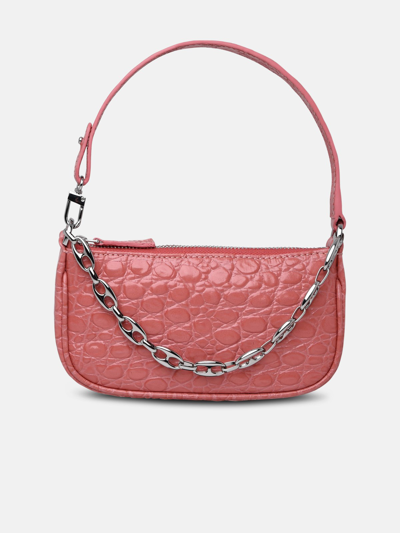 By Far Pink Embossed Mini Leather Rachel Bag