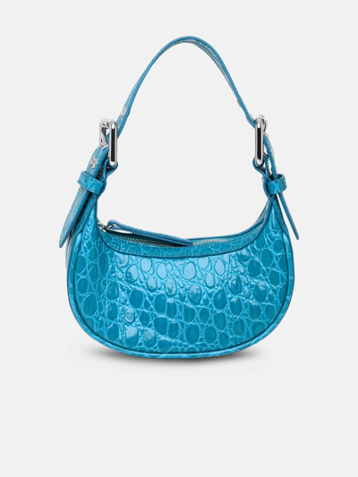By Far Light Blue Embossed Mini Leather Soho Bag