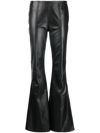 Alberta Ferretti Flared-leg Leather Trousers In Nero