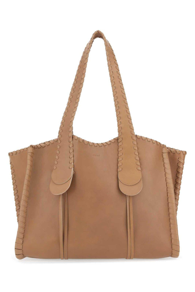 Chloé Mony Big Top Handle Bag In Light Tan