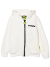 Barrow White Cotton Hoodie In Bianco