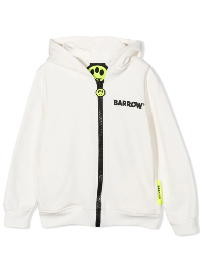 Barrow Kids' White Cotton Hoodie In Bianco