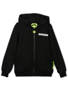 Barrow Black Zippered Hoodie With Front And Back Logo In Nero
