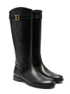 Balmain Buckled Leather Boots In Nero