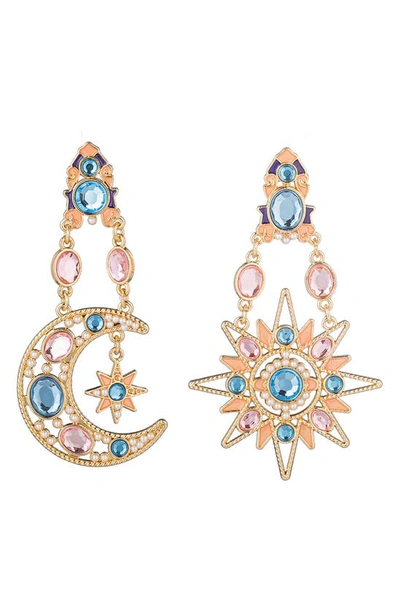 Eye Candy Los Angeles Star & Moon Dangle Earrings In Gold