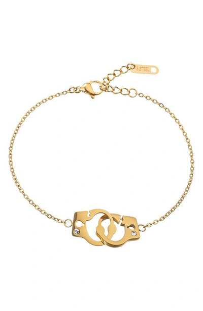 Eye Candy Los Angeles Crystal Handcuff Bracelet In Gold