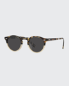 Oliver Peoples Gregory Peck Round Acetate Sunglasses, Tortoiseshell In Brown Tortoise