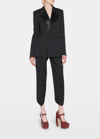 Bottega Veneta Compact Wool Two-button Blazer Jacket In Nero