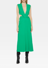 Victoria Beckham Plunging Twist Cutout Maxi Dress In Green