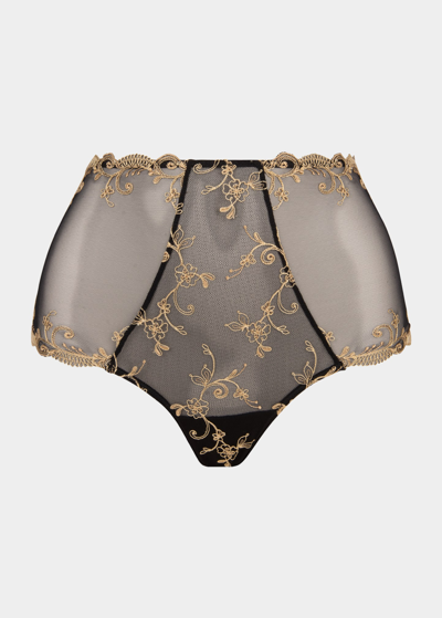 Lise Charmel Retro Floral-embroidered High-rise Briefs In Og/or Glamour