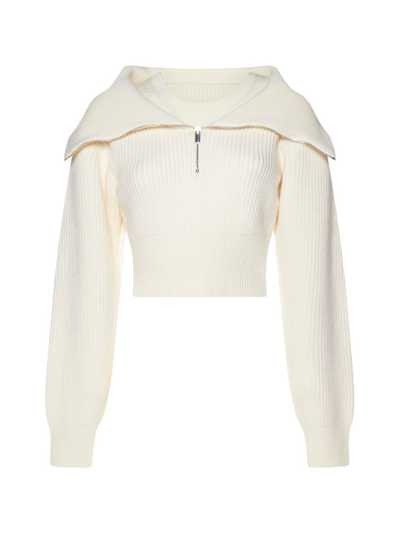 Jacquemus Risoul Merino Wool Layered Crop Sweater In White