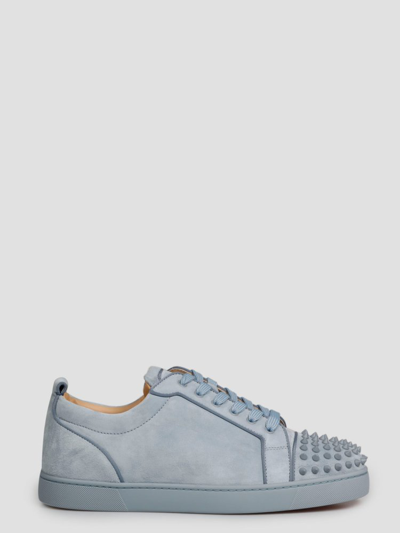 Christian Louboutin Louis Junior Spikes Cap-toe Suede Sneakers In Grey
