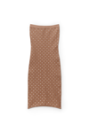Alexander Wang Hotfix Midi Dress In Crystal Nylon In Dark Rose Beige