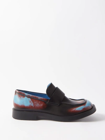 Camperlab 1978 Square-toe Printed Leather Loafers In Black Blue