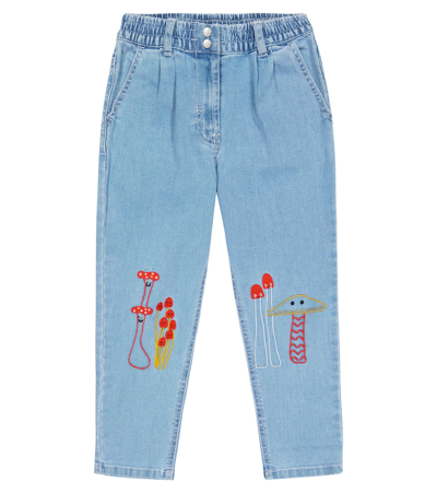 Stella Mccartney Kids' Embroidered-detail Tapered Jeans In Azzurro