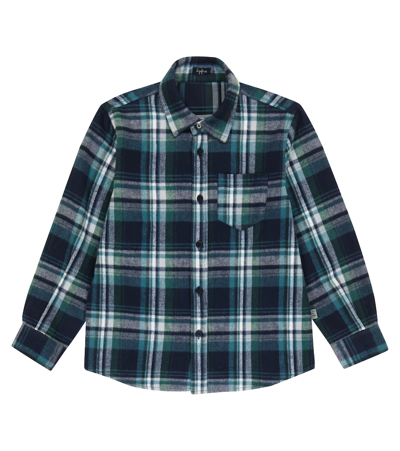 Il Gufo Kids' Checked Long-sleeve Shirt In Blue