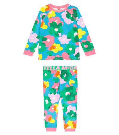 Stella Mccartney Kids' Printed Cotton Sweatshirt And Pants Set In 绿色